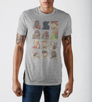 Capcom Street Fighter Vintage Character Grid Grey Graphic Print T-Shirt