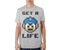 Capcom MegaMan Get A Life 8-Bit Athletic Heather Grey Crew Neck Print T-shirt