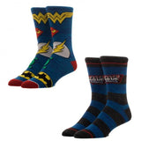 Justice League 2 Pair Blue Crew Socks