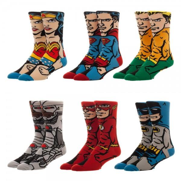 Justice League 6-pk 360 Character Crew Socks